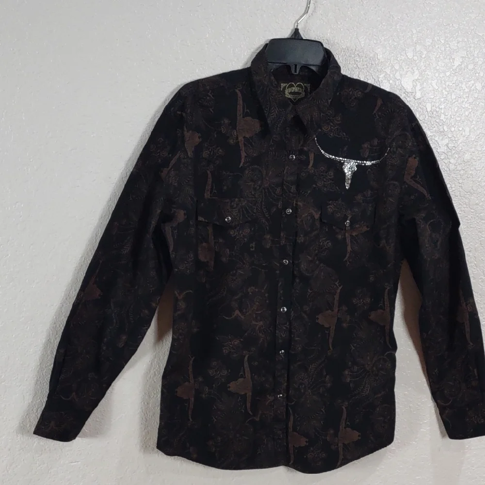 COWGIRL HARDWARE,Black and Brown Western Shirt, Size XL - Picture 7 of 17